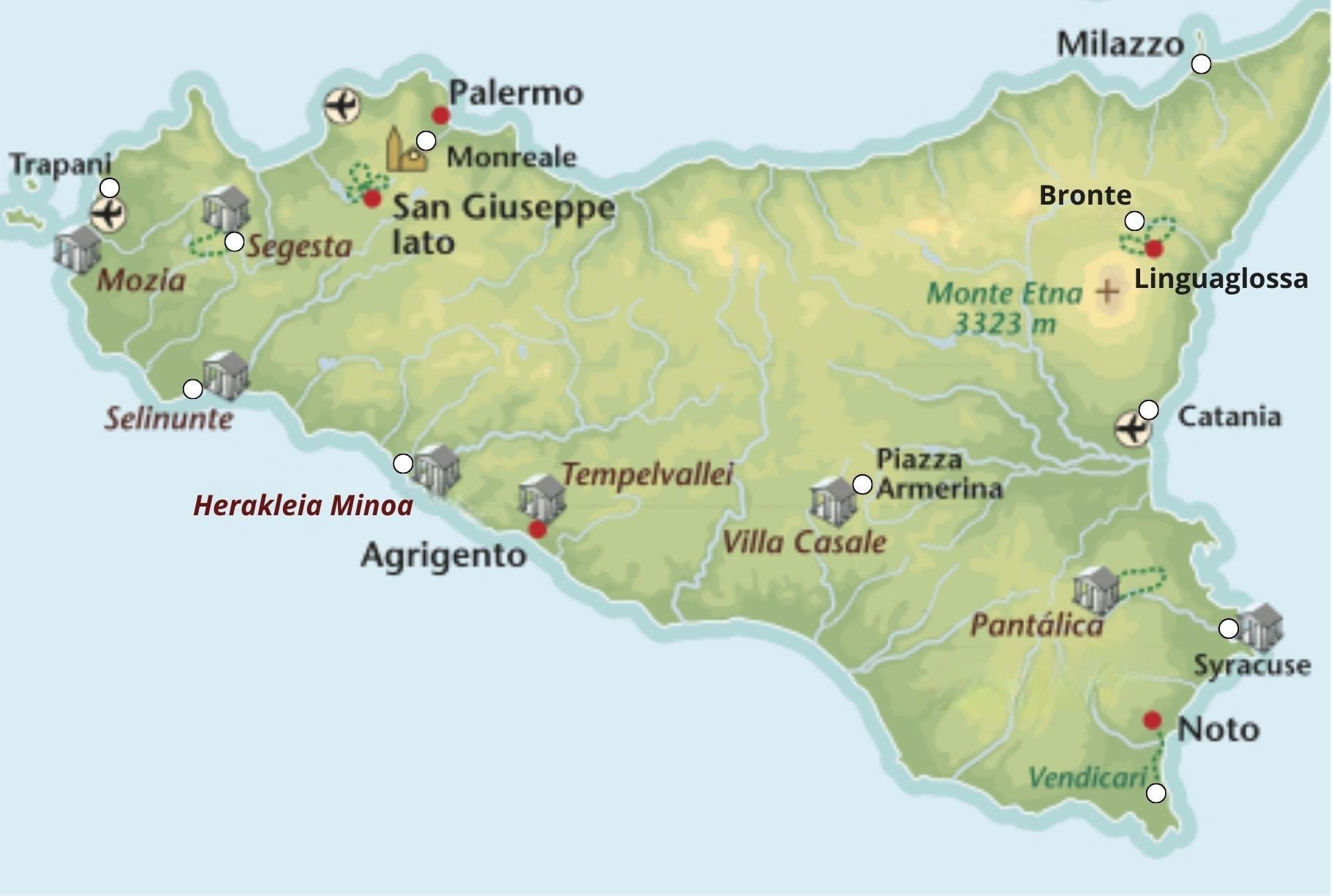 Rondreis Sicilië overzichtskaart