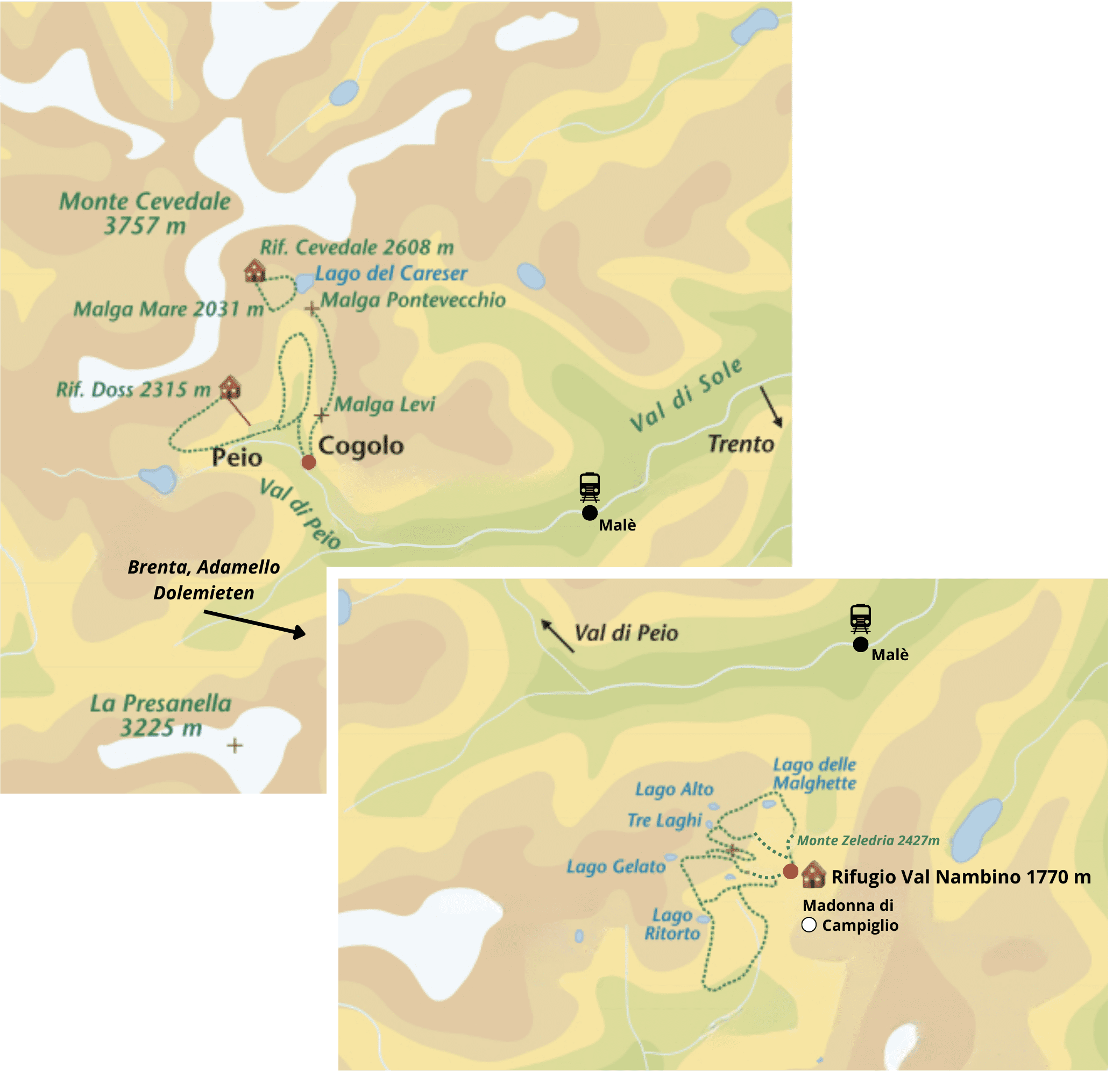 Overzichtkaart Peio en Brenta