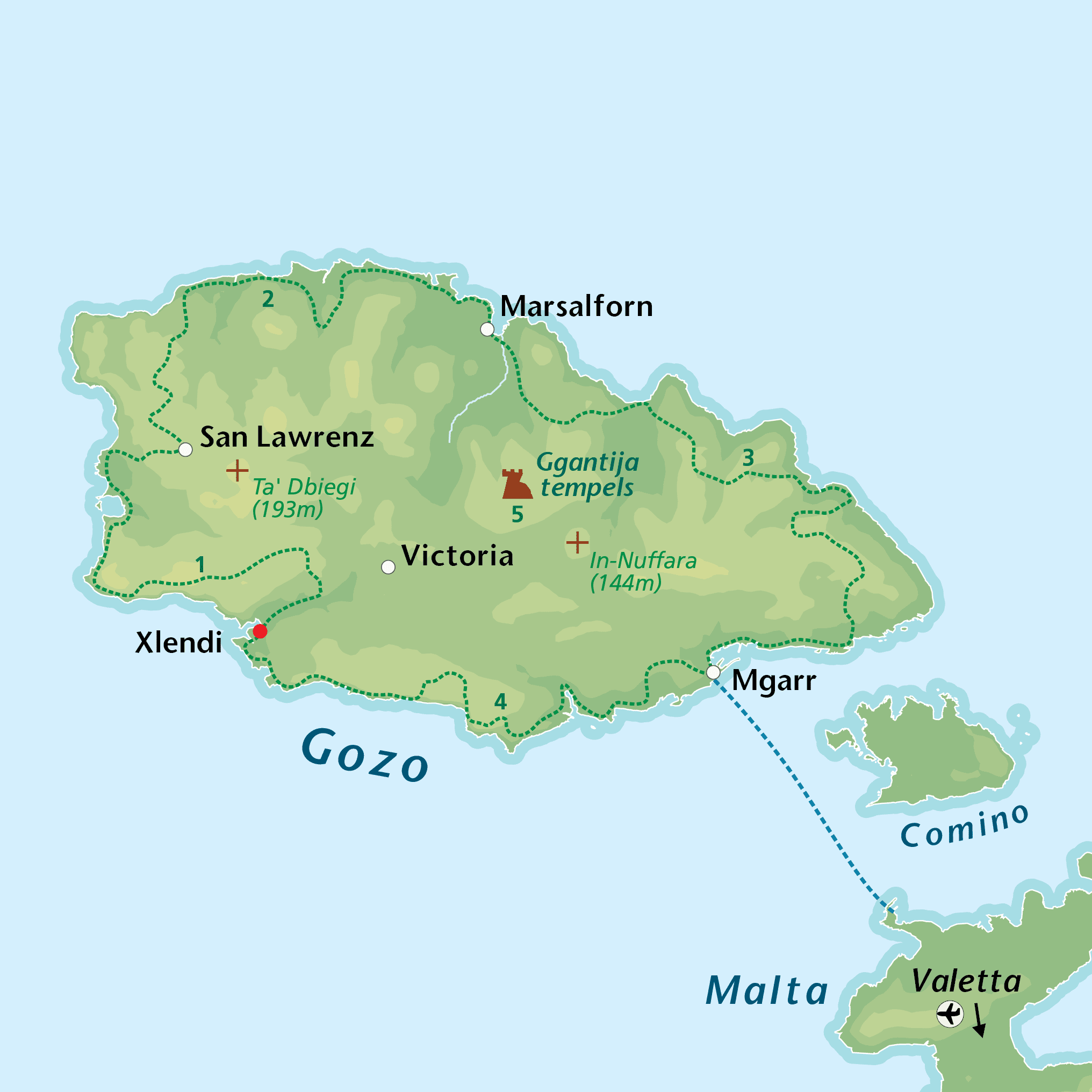 Overzichtskaart Gozo 8w